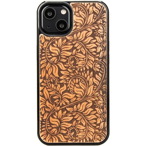 Coque en bois motif feuilles de pommier pour iPhone 13 (1/3)