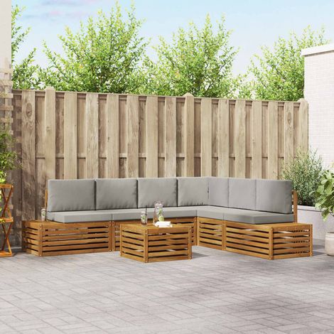 Conjunto de sofás de exterior 7 Pieza Gris Natural y Claro (1/5)