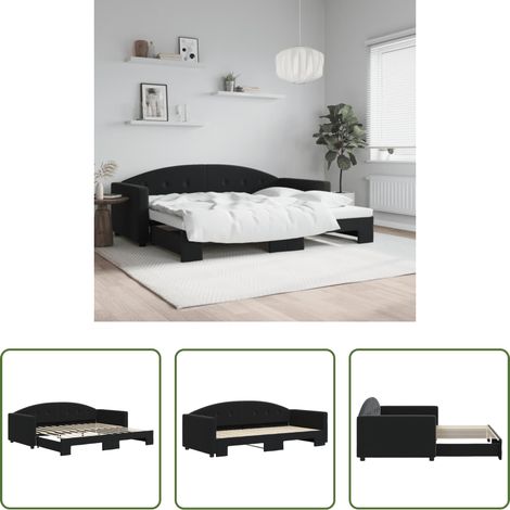 vidaXL Sofa-Bett - Tagesbett Ausziehbar Schwarz 90x200 cm Samt (1/5)