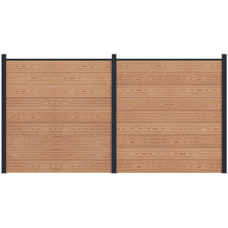 Panel de valla 2 pcs WPC y Aluminio Marrón vidaXL