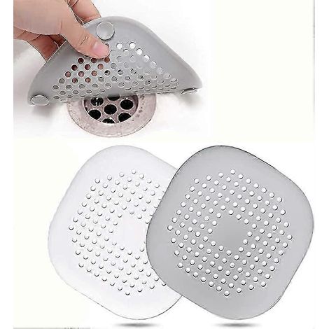 Lot de 2 protections de bonde en silicone avec ventouse, protection de crépine d'évier, cache-bonde de douche avec récupérateur de cheveux (1/5)
