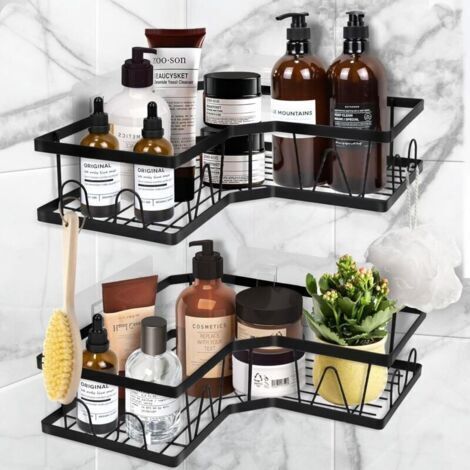 Étagère de douche - Coin - Aucun perçage requis - Coin - 11.5×24×7, 13×7×26cm - (Noir) Lot de 2 (1/5)