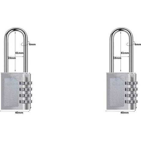 [2-Pack] 4-Digit Combination Lock, Waterproof Combination Lock, Waterproof Combination Lock Made of Plated Steel Metal (17B-L Electric White) (1/4)