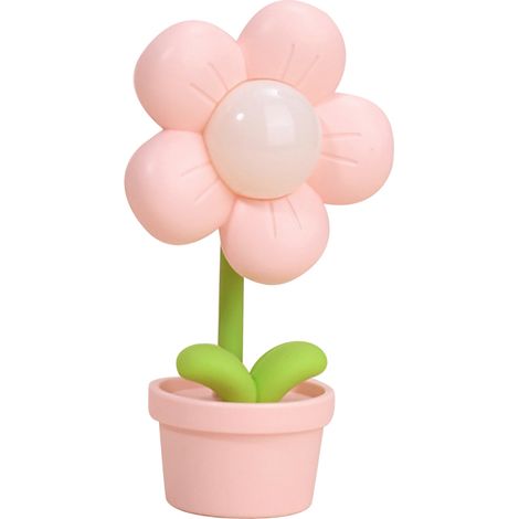 Veilleuse florale pour enfants, lumière douce, orientable à 360°, lampe de chevet à piles, rose (1/5)