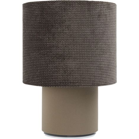 Lampe de chevet Twist - Lampe en velours structurel marron taupe et pied lisse marron (1/5)