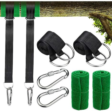 Fixation pour Balançoire, Sangle Balancoire Suspendu Ultra Résistant avec D-Ring Charge Maximale 500kg pour Camping, Hamac et Balancoire de Jardin,