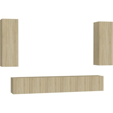 Maison Exclusive - 5-tlg. TV-Schrank-Set Sonoma-Eiche Holzwerksto