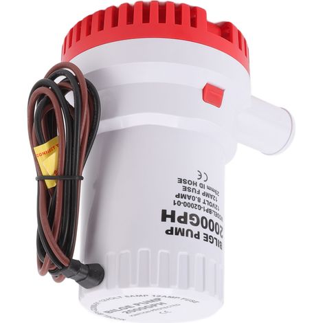 Pompe de cale submersible silencieuse 12V pour bateau, étang et piscine, 2000 GPH, drainage eaux usées marine.