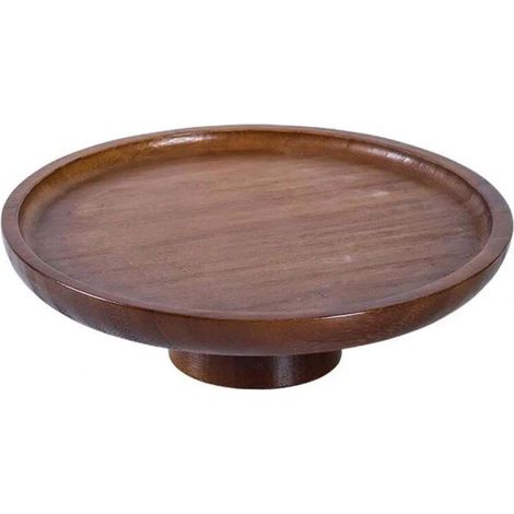 Plateau minimaliste en bambou à pieds hauts et robuste, idéal pour servir des desserts à la maison, en cuisine ou lors de fêtes. (1/5)