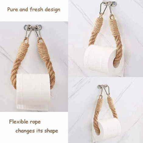 royaluxe - Lot de 2 porte-rouleau de papier toilette mural en jute pour toilette, hôtel, décoration de maison (1/5)