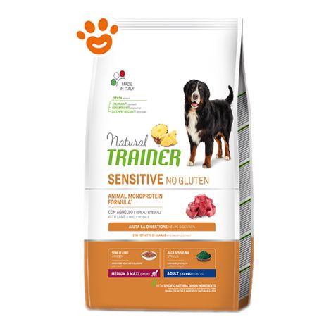 Trainer Natural Dog Sensitive No Gluten Adult Medium Maxi Agnello - Trainer Natural Dog Sensitive No Gluten Adult Medium Maxi Agnello - Sacco Da 12 Kg