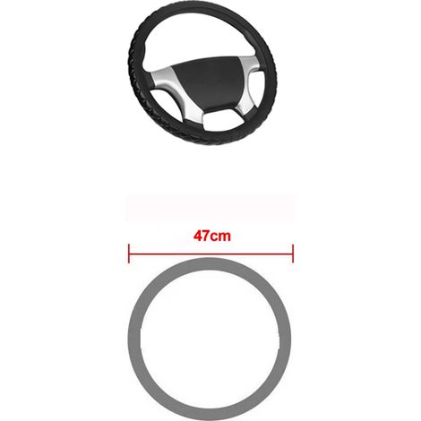 Housse de volant en cuir souple (47 cm) - 7 tailles disponibles pour volants de voiture, camion et autres véhicules de 36, 38, 40, 42, 45, 47 et 50 cm. (1/5)