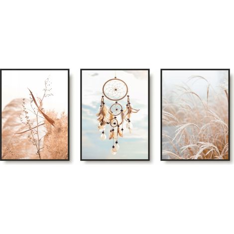 Set di poster da parete con cornice. Quadri da parete per la camera da letto in stile Boho.