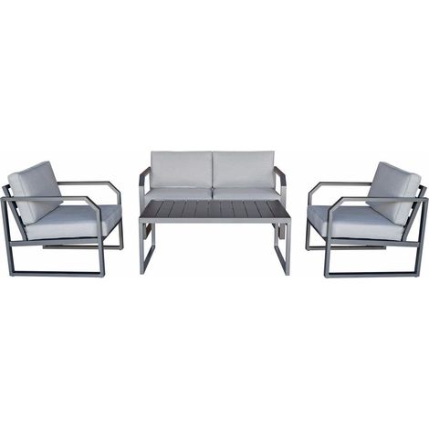 Signature Weave Alarna Aluminium 4 Seater Sofa Set & Chair Coffee Table Grey (1/5)