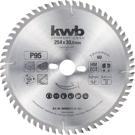 kwb lama per sega circolare 254 x 30 mm , taglio molto fine, adatta per piani di lavoro, legno e pannelli rivestiti (1/5)