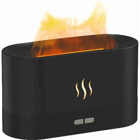 Diffuseur D'arômes avec Effet Flamme,180 ML Diffuseur et humidificateur D'huiles Essentielles, Peut Ajouter De l'huile,pour Chambre Spa Yoga Bureau (Noir) (1/5)