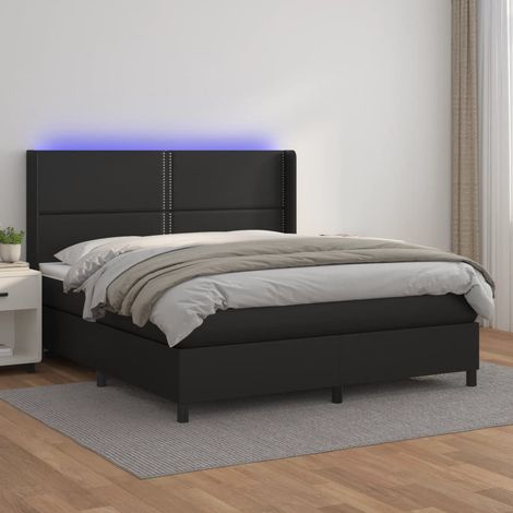 Boxspringbett mit Matratze & LED Schwarz 180x200 cm Kunstleder vidaXL (1/5)