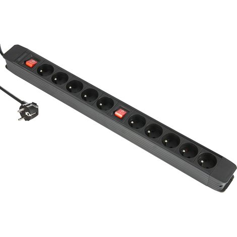 Bloc Multiprises 10 Prises + 2 Interrupteurs, Enrouleur de câble, Protection Contre Le Surcharge, Longueur 1,5 M Section 3G1 mm (1/5)