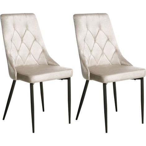 Set di 2 sedie da pranzo moderne in velluto con gambe nere in ferro verniciato a polvere tortora Avenir (1/5)