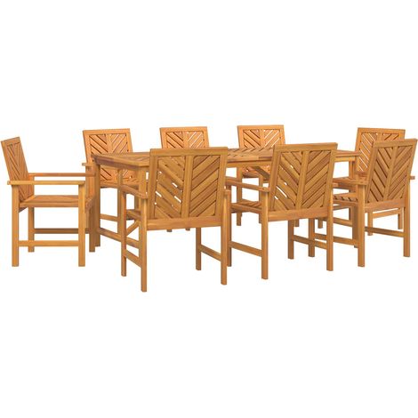 Maison Exclusive - Garten Essgruppe 9 pcs Braun Massivholz Akazie