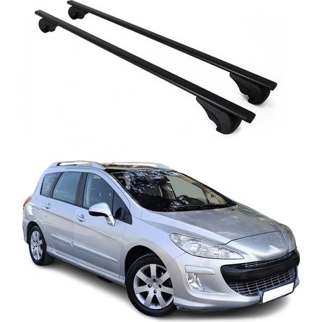 OMAC Dachträger Querträger für Peugeot 308 I Kombi 2007-2013 – Abschließbar – Max. 75 kg – 2 Stangen Stahl Schwarz (1/5)
