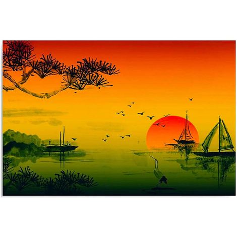 Tableau bois le paysage du japon 9 - 50 x 40 cm (1/4)