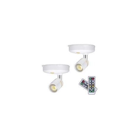 Spots sans fil LED d'intérieur avec télécommande – Intensité variable 10-100% – Lumière chaude 4000K – Installation facile sur mur (1/4)