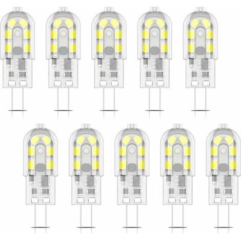 10er-Pack G4 2W LED-Lampen, 12 SMD 2835 LEDs, kaltweiß 6000K, entspricht 200 lm (20W Halogenlampe), AC/DC 12V KLB (1/5)