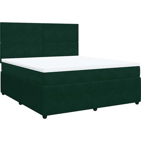 Maison Exclusive - Giroletto a Molle con Materasso Verde Scuro 180x200 cm Velluto (1/5)