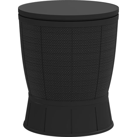 Table à glacière 3 en 1 cocktail avec eau à glace, plateau télescope jardin, Ø 49 x 58-84 cm, noir