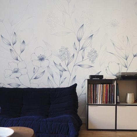 Papier peint panoramique Printemps, Noir et blanc 150 x 250cm (1/5)