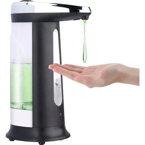 QAZQA Distributeur de Savon Automatique Rechargeable,distributeur de savon automatique en acier inoxydable sans contact, pour évier de Cuisine,noir (1/4)