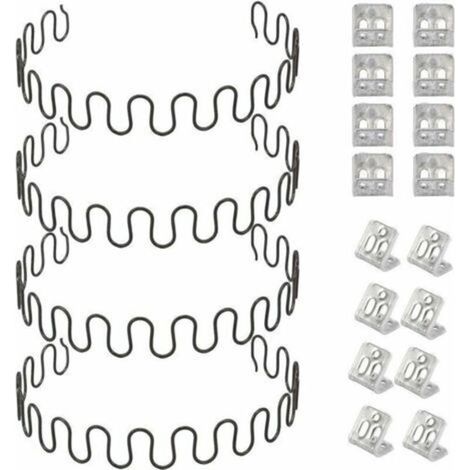 Kit de reemplazo de resortes para sofá de 4 piezas y 20 pulgadas con 8 clips en S, diámetro del alambre de 4.0, kit de reparación de resortes para sofá para muebles, decoración de interiores y asiento