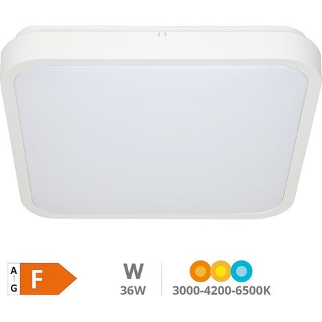 Plafón techo LED Andra cuadrado 36W 3000K a 6500K IP44 regulable Blanco