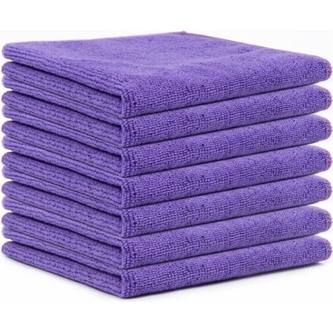 Chiffon en microfibre violette, chiffon de nettoyage ménager, chiffon de cuisine en mélange coton-polyester, tampon à récurer (30x30 cm, 12 pièces)