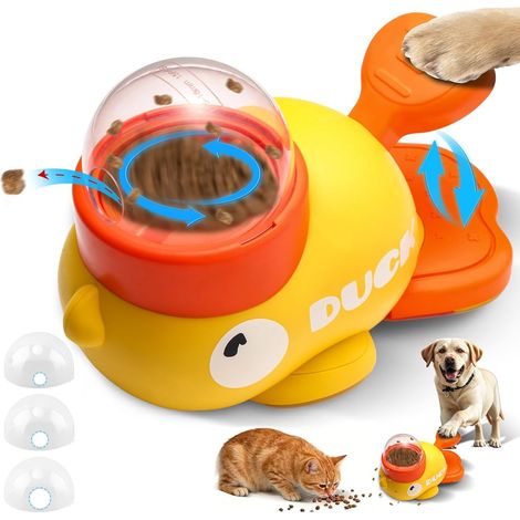 Jouet interactif pour chien, distributeur de croquettes à alimentation lente, jouet d'enrichissement en forme de canard pour chiens et chats de petite et moyenne taille, gamelles d'entraînement et d'e (1/5)