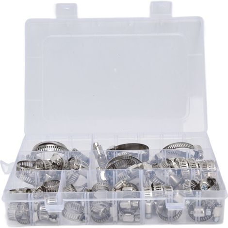 60 Pièces Collier de Serrage Acier Inoxydable, Type Américain Réglable pour Tuyaux Industriels FS090001
