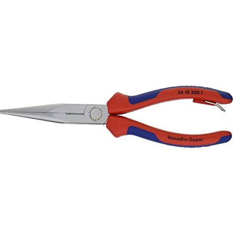 Pinza Knipex a becchi piatti con tagliente/occhiello di fissaggio cromata, con impugnature multicomponente, con occhiello di fissaggio integrato per l'applicazione di una sicura (1/3)