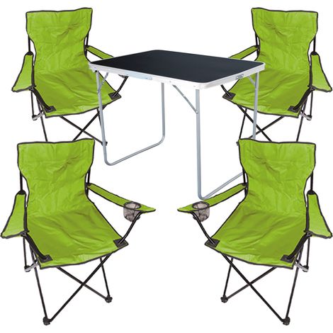 5-tlg Campingsessel Limegrün + Campingtisch-MMC330870B+4xMPO2470 (1/5)