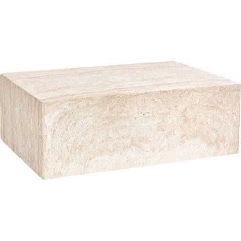 Tavolino effetto travertino Piano impiallacciato simil-pietra Beige Nobres