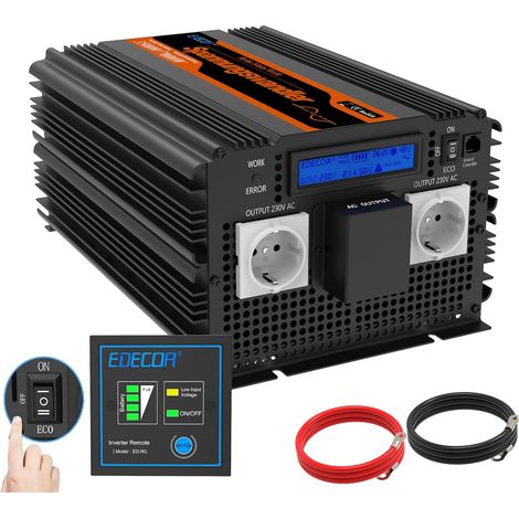 Convertisseur 24v 220v Pur Sinus 3500w Onduleur et écran LCD pour Camion Panneau Solaire autocaravane avec télécommande Power Inverter 24v 230v (3ème génération) (1/5)