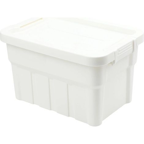 Bacs de rangement empilables avec couvercles, boîtes de rangement en plastique PP pour la maison et le camping, conteneurs verticaux pour économiser de l'espace pour jouets, matériel de cuisine, blanc (1/4)