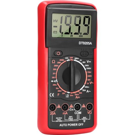Intelligentes digitales Multimeter mit LCD-Anzeige, multifunktionales Stromkreismessgerät für den Haushalt (rot) (1/5)