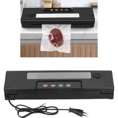 Schwarze Vakuumverpackungsmaschine für Lebensmittel, automatische Vakuumiermaschine für den Hausgebrauch, EU-Stecker AC100V-240V (1/5)