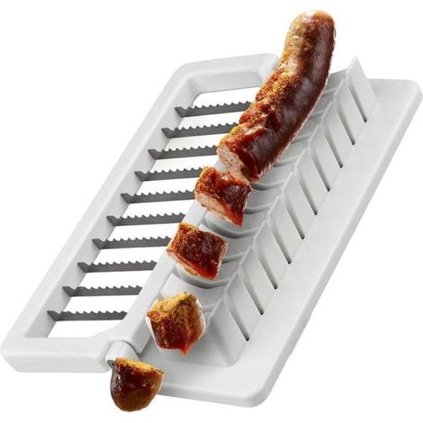 Cortador de salchichas,26 × 9,5 × 5,7 cm,Cortador de plátanos,Cortador de embutidos de acero inoxidable,Cuchilla de acero inoxidable,Blanco (1/5)