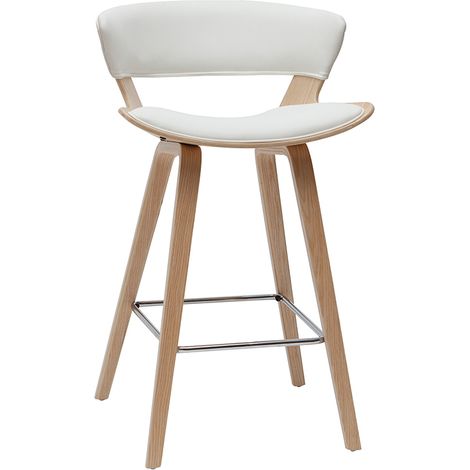 Sgabello da bar design bianco e legno chiaro H65 cm SYRAH (1/4)