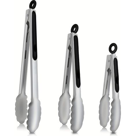 Ensemble de 3 ustensiles de cuisine en acier inoxydable, résistant à la chaleur, antidérapant et compatible lave-vaisselle. (1/5)