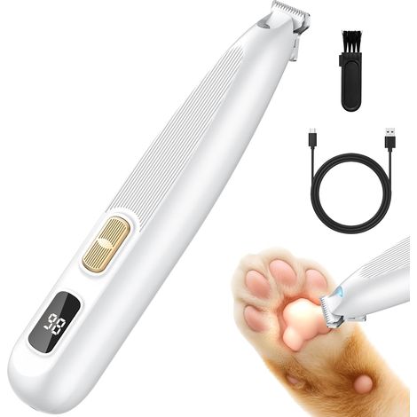 Cortapelos silencioso para perros y gatos, cortapelos profesional con luz LED, recargable por USB, para el cuidado de patas, ojos, orejas, cara y cuerpo. (1/5)