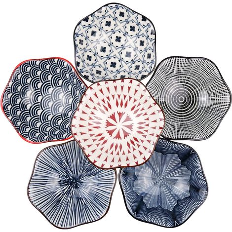 Lot de 6 Bols à Sauce Soja,Bol apero,Céramique Bol aperitif,set aperitif,Bowl à Sushi,Bols à Confiture, Faits à la Main à Partir de Céramiques fines, Diamètre 9,8 cm (1/5)