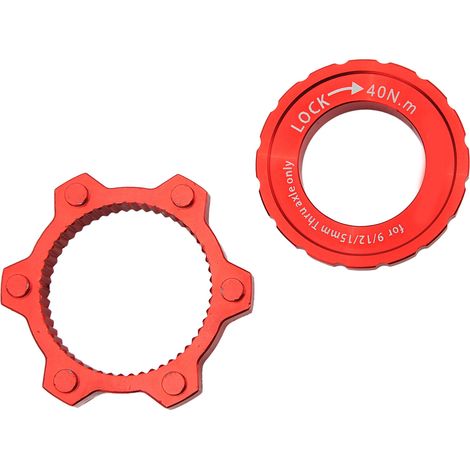 CANSUCC Fahrradnabenadapter, Scheibenbremse, Centerlock, rotes Aluminium, 6-Loch-Nabenbefestigung (1/5)